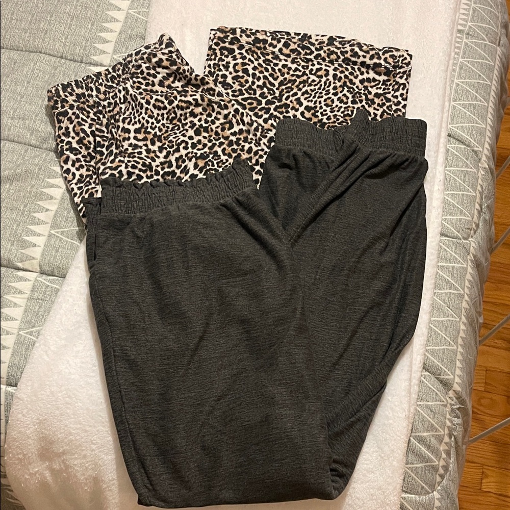 Leopard and Gray Lounge Pants Set